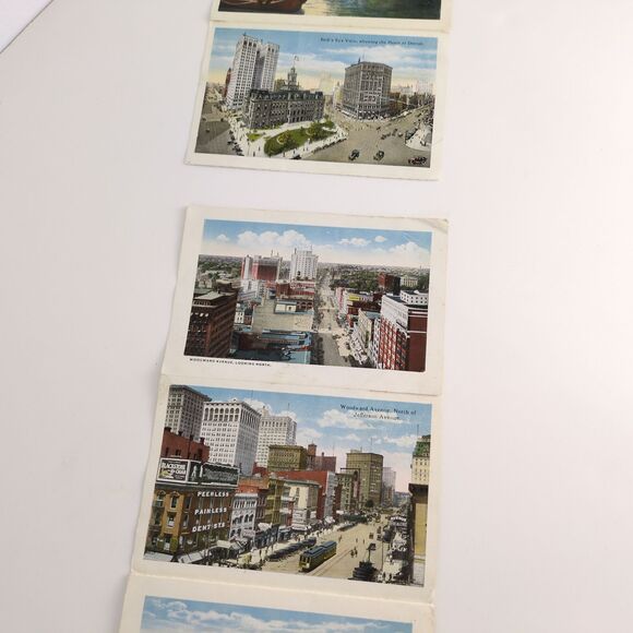 Detroit Michigan 1910s Fold-Out Postcards Posted 1917 Cityscape Buildings People - Picture 6 of 10
